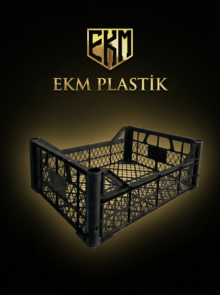 EKM Plastik siyah istiflenebilir plastik kasa